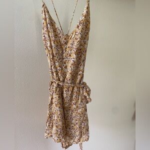Yellow floral tie back romper
